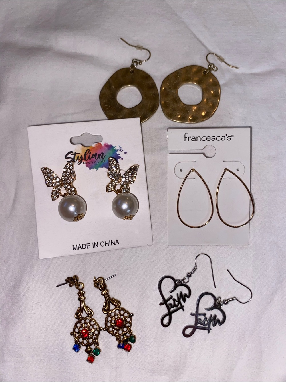 Francesca's Collections Gold Teardrop Wire Hoop Earrings